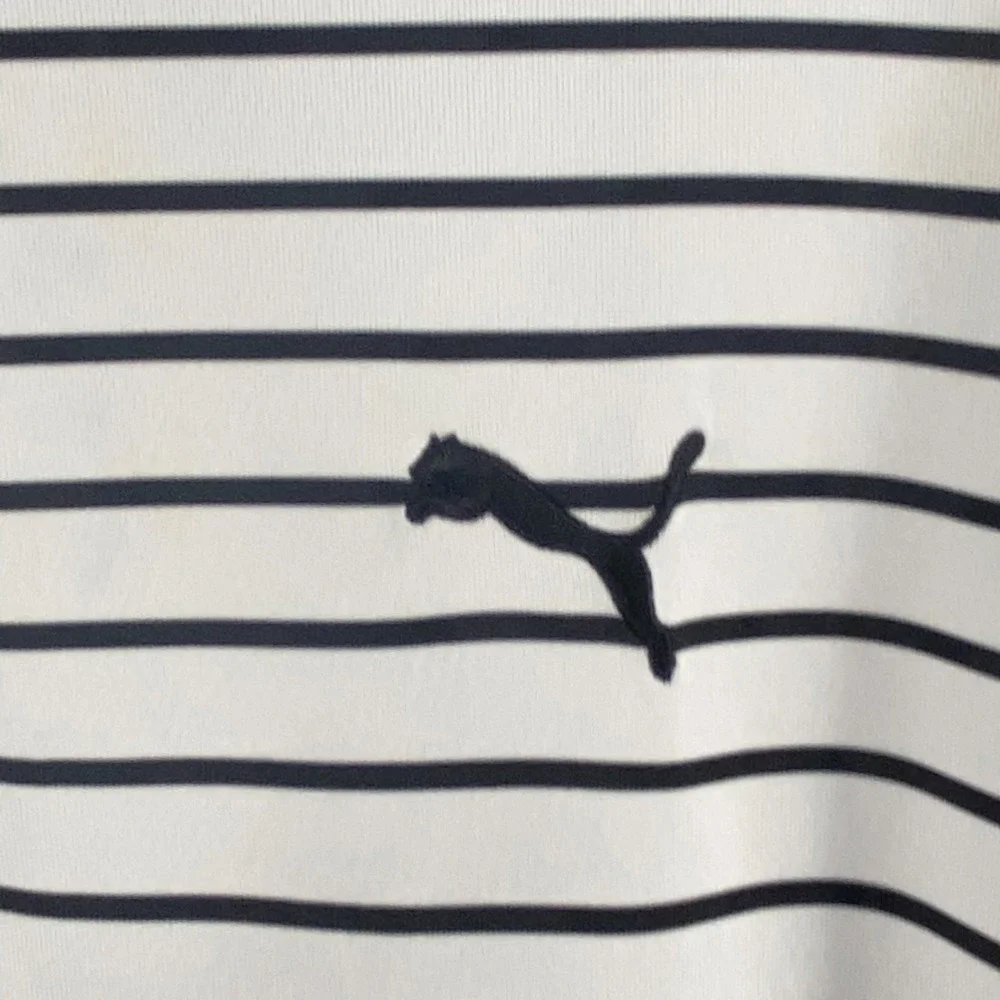Puma Striped dryCELL Polo Shirt Mens‎ XXL Navy White Short Sleeve Athletic